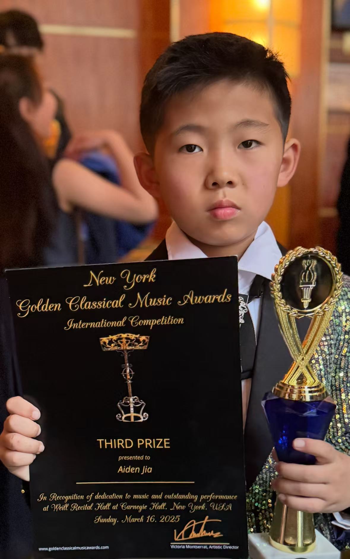 Celebrating Aiden Jia's Successful Performance at Carnegie Hall